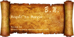 Bogáts Manna névjegykártya